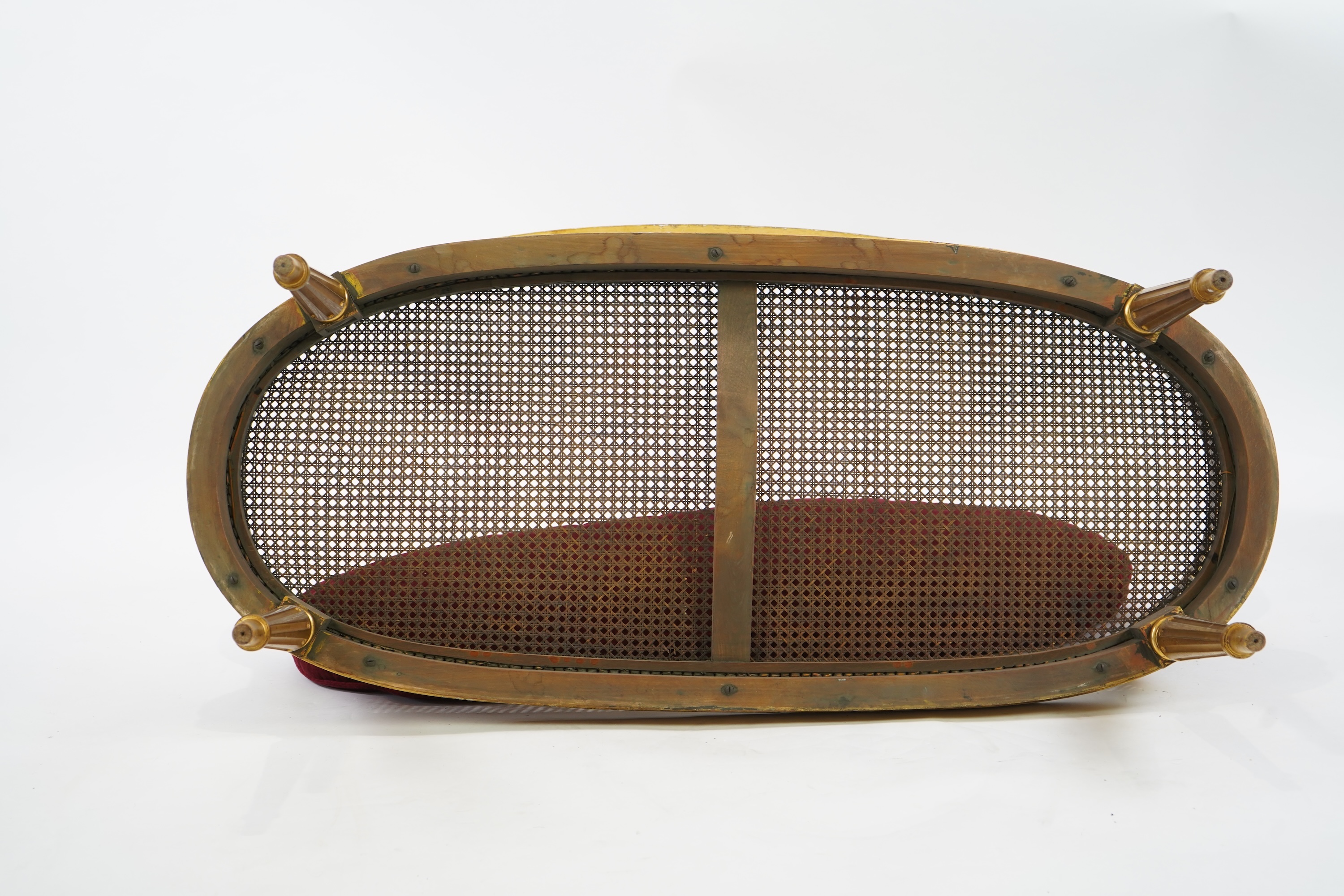 A late 19th / early 20th century French caned giltwood and composition canapé